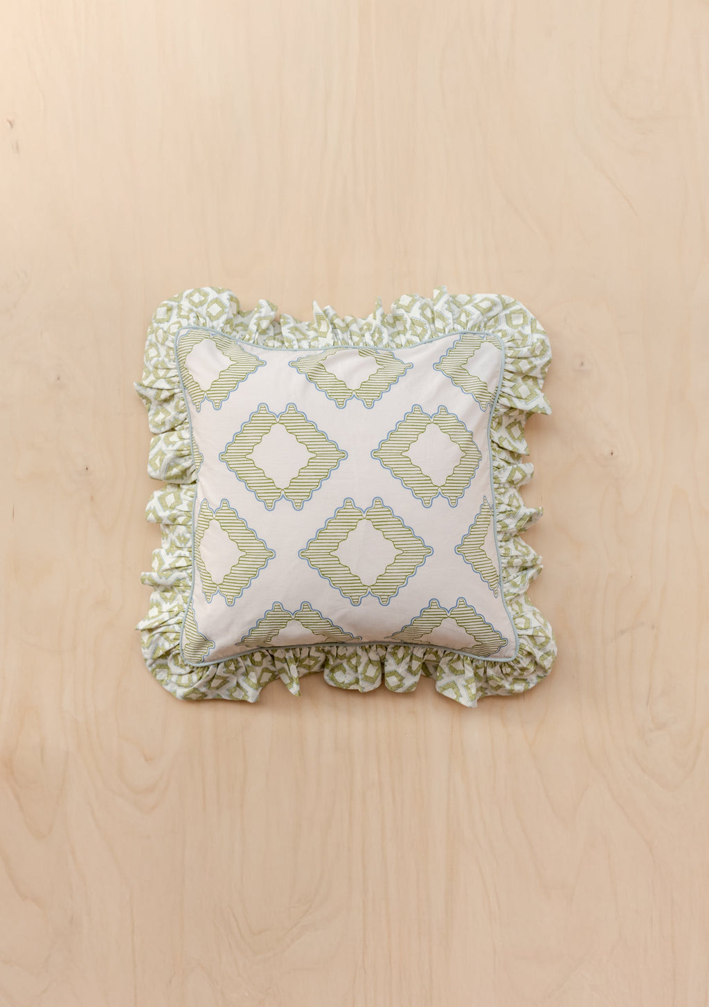 Cotton Cushion Cover in Green Diamond
