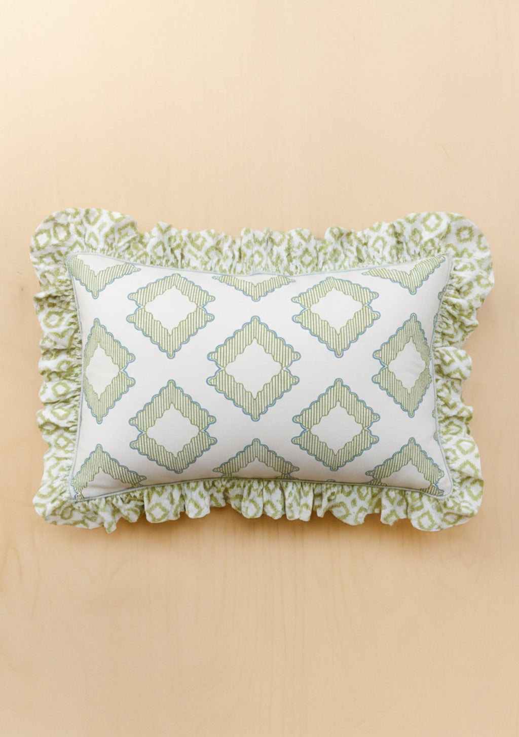 Cotton Duvet Cover & Pillowcases Set in Green Diamond