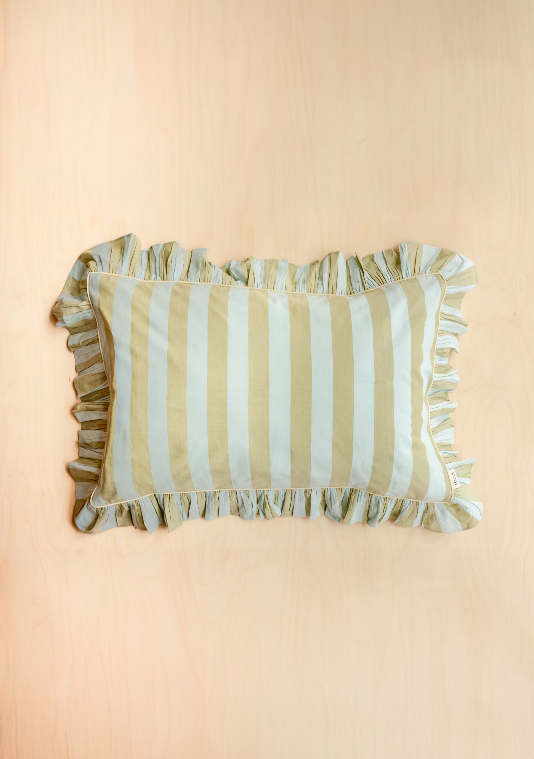 Pair of Cotton Pillowcases in Mint Stripe