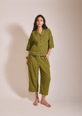 Cropped Cotton Pyjamas in Green