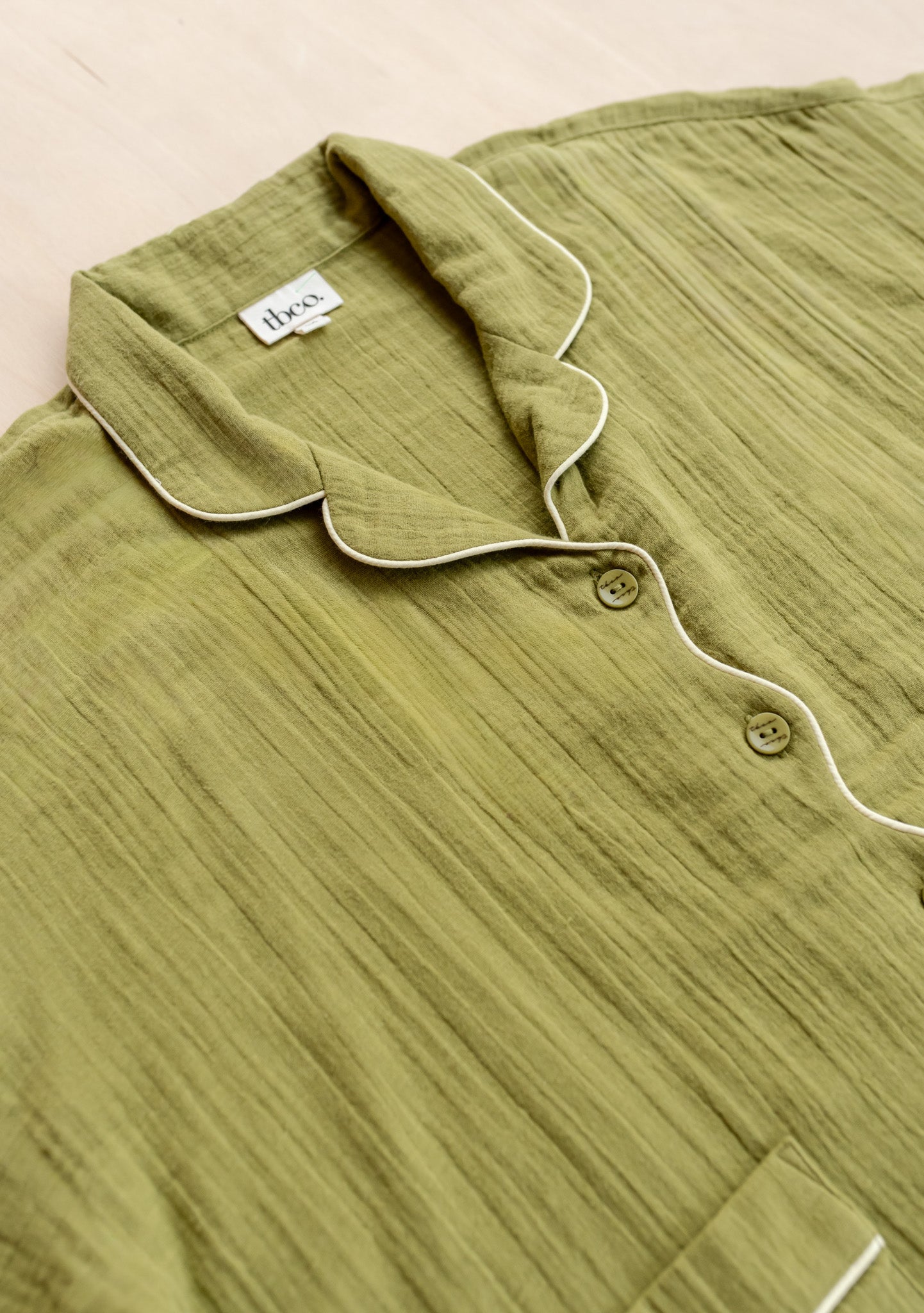 Cropped Cotton Pyjamas in Green