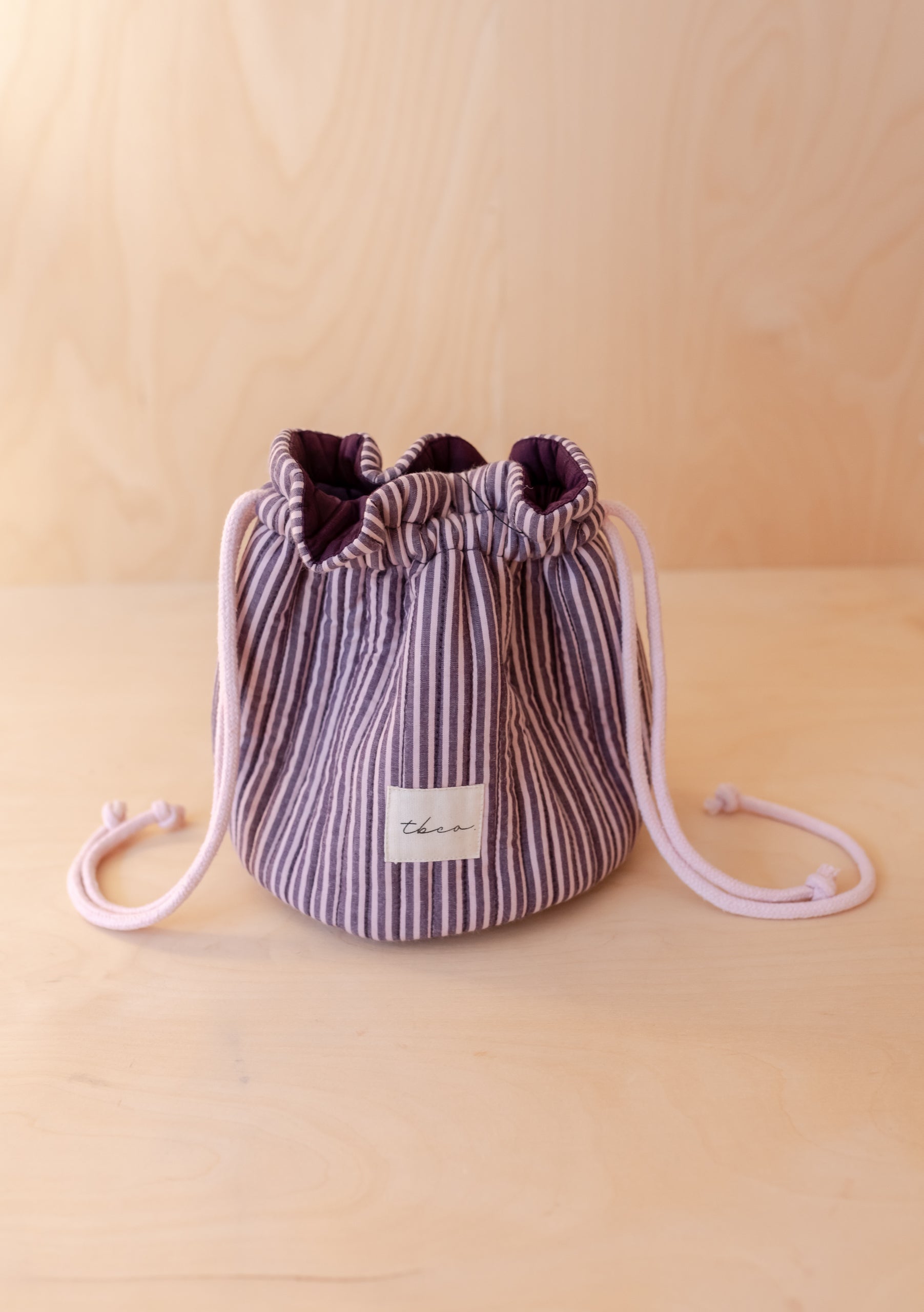 Cotton Wash Bag in Burgundy Stripe