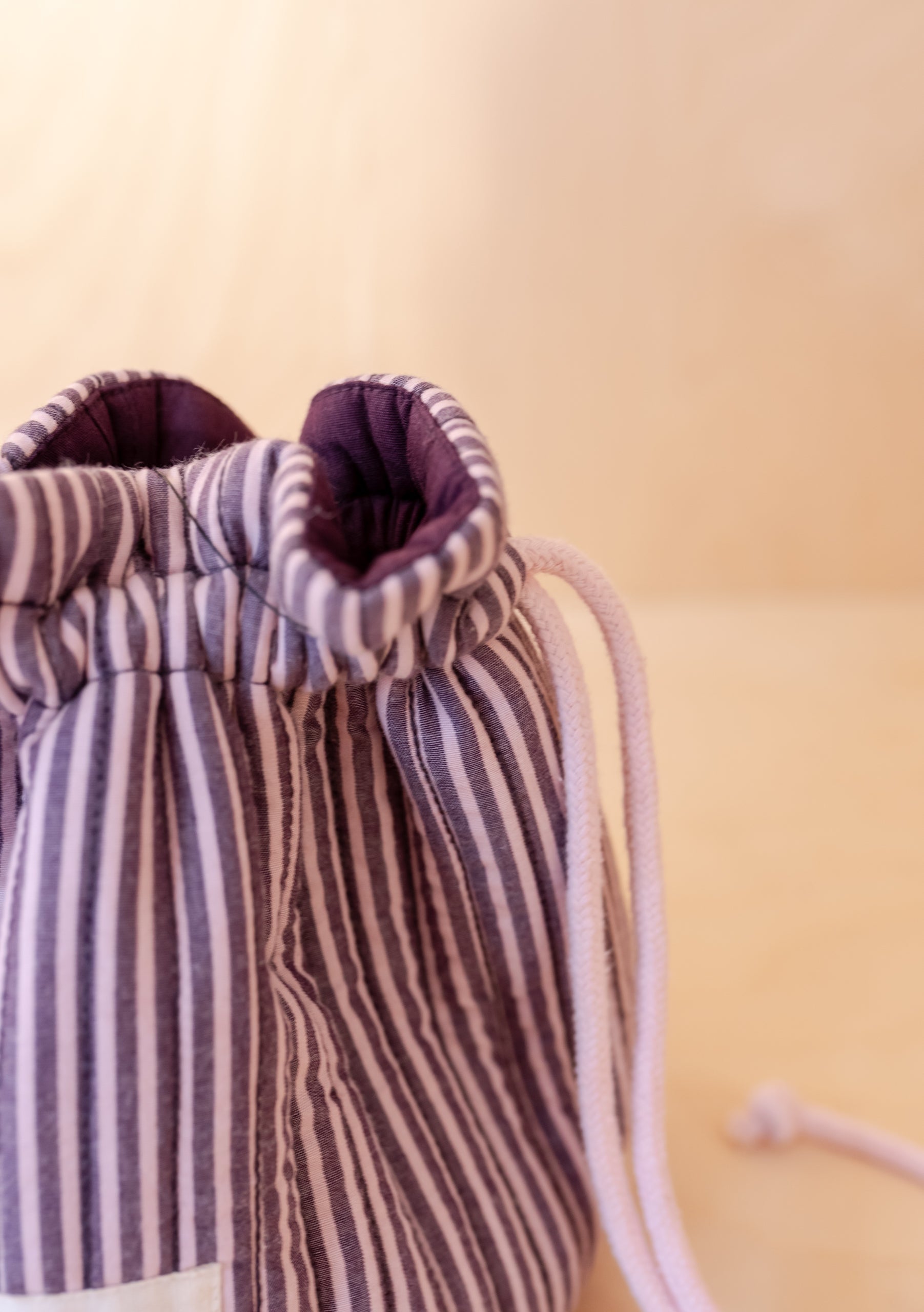 Cotton Wash Bag in Burgundy Stripe