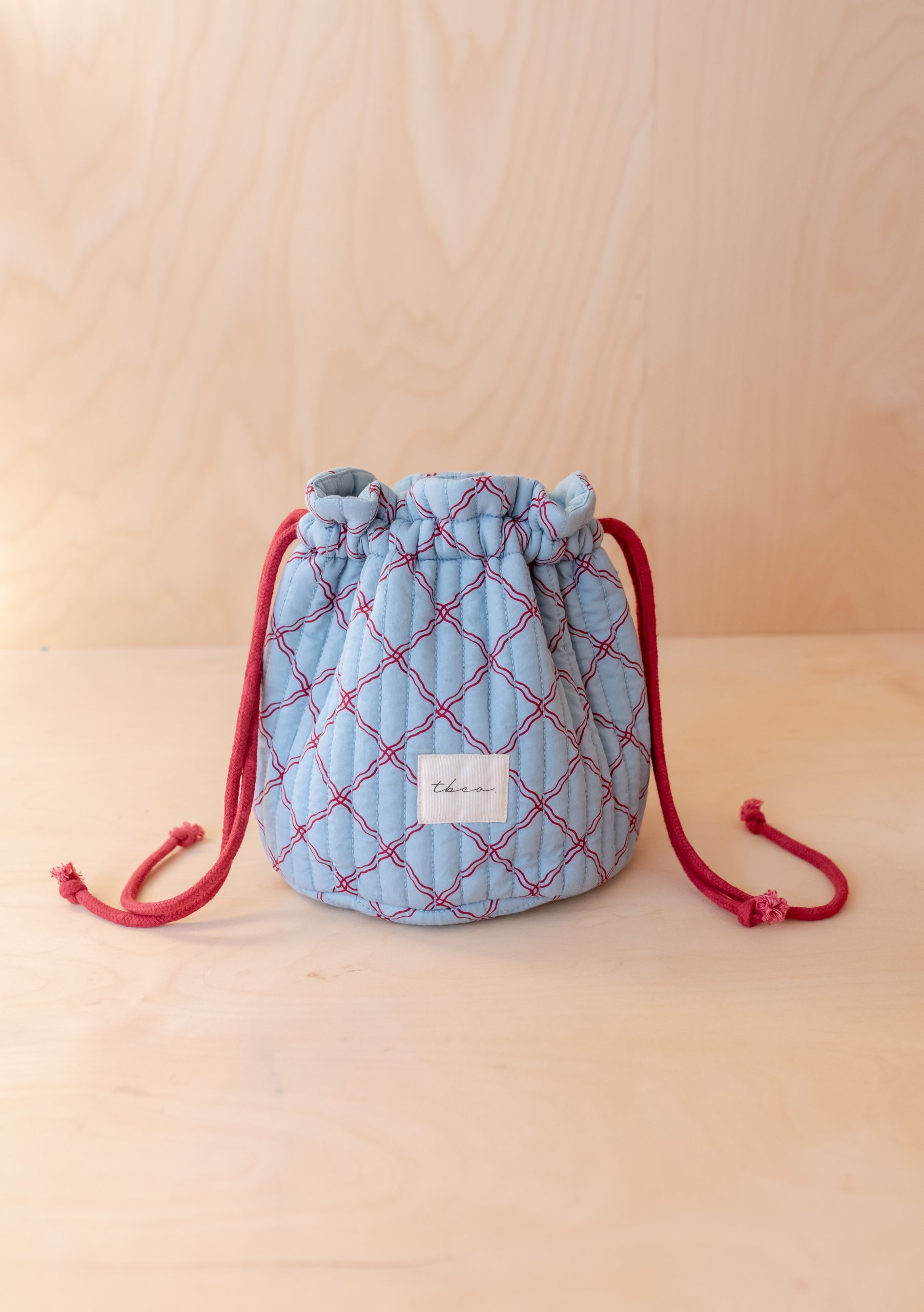 Cotton Wash Bag in Blue Lattice